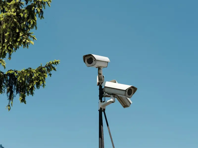 Cámara de videovigilancia en muro