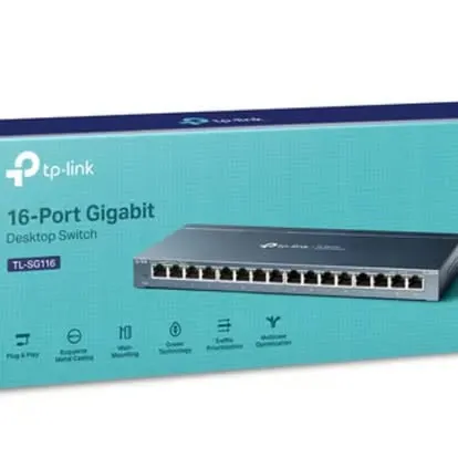 Caja de un switch TP-Link Gigabit de 16 puertos